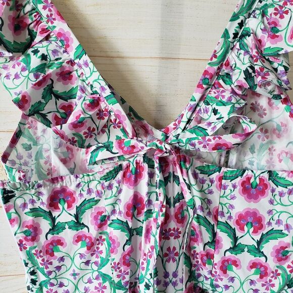 MISA x Revolve Morrison Floral Cotton Strappy Tiered Spring Fuschia Midi Dress - Picture 12 of 15